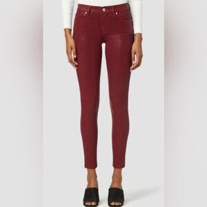 Hudson Jeans Cabernet Coated Nico Super Skinny Mid Rise Cropped Ankle Sz 24 NWT